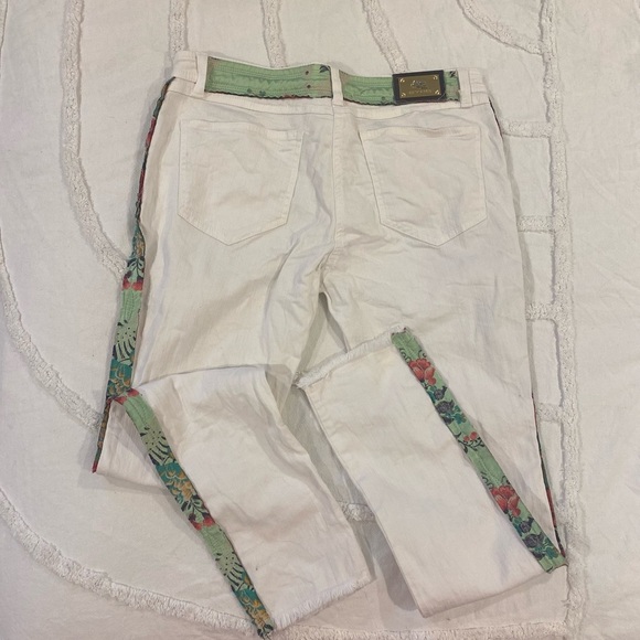 ETRO Milano Off-White Ribbon Embroidered Pants Size 29 - Picture 2 of 13